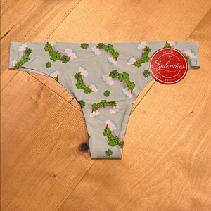Splendies Women's Green Cloud Pattern Thong Panty
